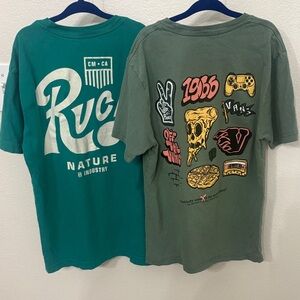 Bundle Vans/RVCA Kids Short Sleeve Tees - Teal & Olive Green